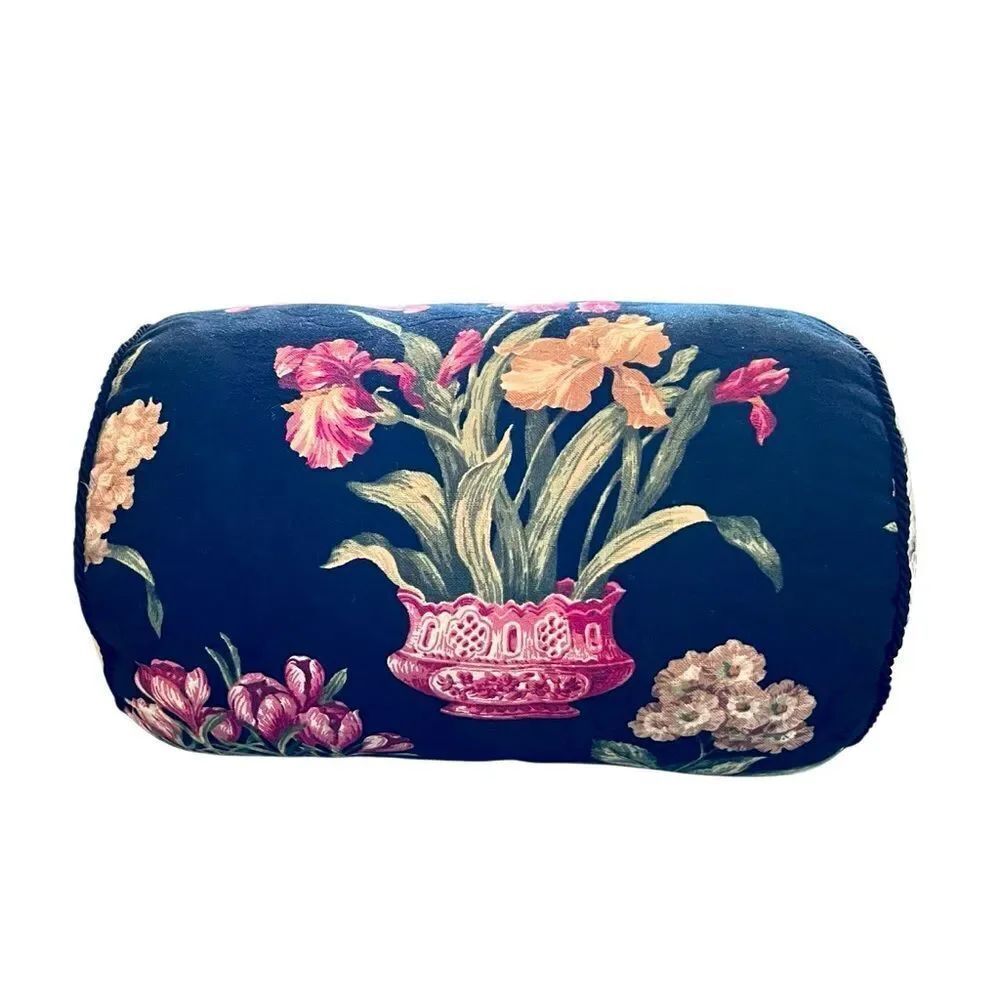 Vintage Chinoiserie Floral Neckroll Throw Pillow
